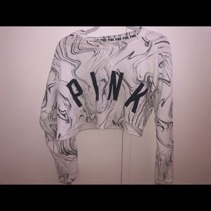 PINK marble cropped sweater